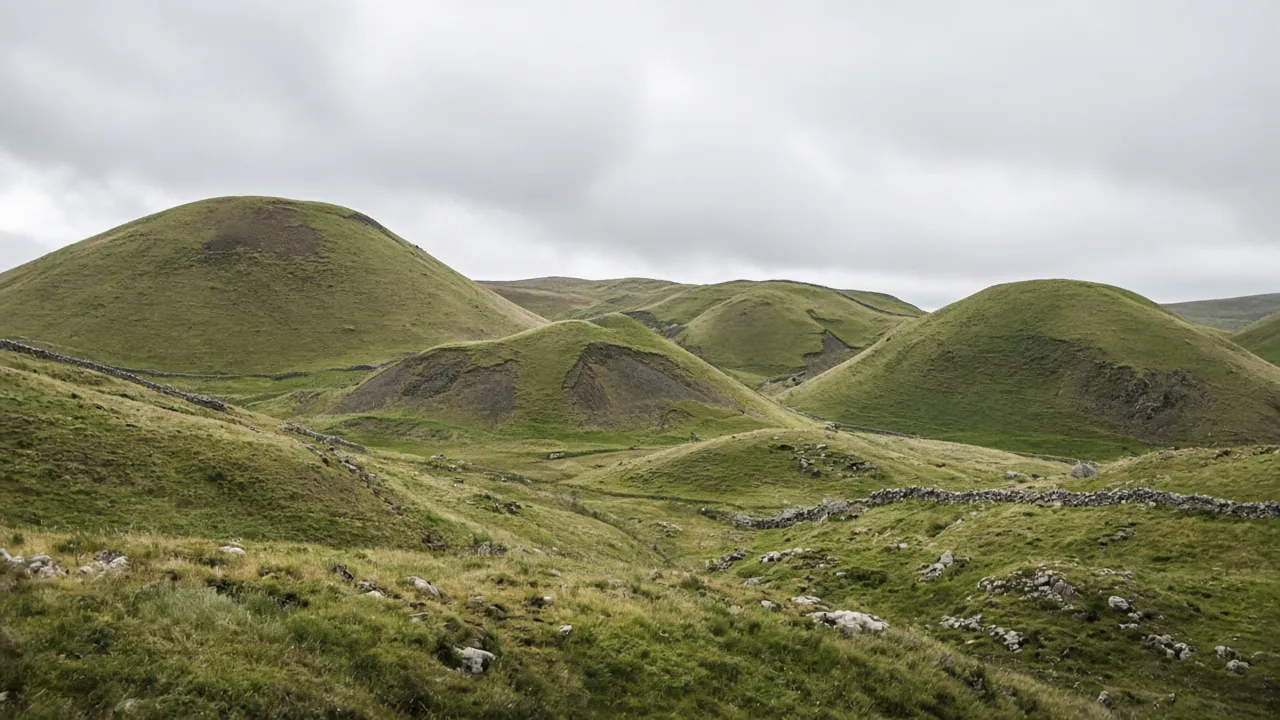 Rolling former mining landscape in the English countryside